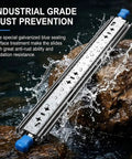 Beefy 53mm Width Heavy Duty Locking Drawer Slides With Lock 3 Fold Full Extension Side Mount Ball Bearing Rails outdoors