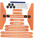 No Sweat Stair Treads Gauge Template With Quick Adjust Flex Angles For Dead On Precision On Spiral And Standard Runs Ideal Drywall Layout And Heavy Duty Home Builder Gear, orange aluminum pieces with adjustable angles.