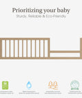 Toddler Bed Rail Guard Conversion Kit for Full Size Cribs to Toddler Beds, Durable Pinewood Safety Rail, Natural Oak Finish, Amazon Exclusive
