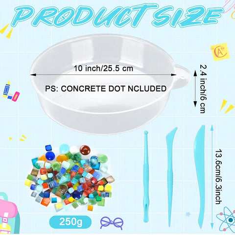 DIY Stepping Stone Kit With 20 Round Molds 250g Mosaic Tiles And 3 Carving Tools For Kids And Family Garden Decor No Concrete Mix