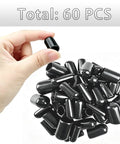 Hand holding one piece of Round Rubber End Cap Set with 60 Black Vinyl Protective Sleeves for Insulated End Caps for 1/8 to 1/2 Inch.
