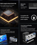 Close-up view of built-in signal enhancement chip in Plug And Play External Gpu Dock For Laptop Graphics Card Expansion PCIE Enclosure.