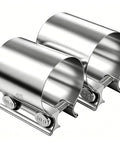 Two Pack 1.75 Inch Stainless Steel Exhaust Clamp Band Butt Joint Universal Widening Clamp For Exhaust System And Muffler Rust Resistant