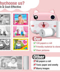 Instant Camera Refill Paper 5 Roll Set For Kids Instant Print Camera, HD Thermal Print Sheets No Ink BPA Free, Portable Refill Paper Kit For Quick On The Go Photo Printing, 124 papers a roll