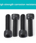 Heavy Duty M10 X 100Mm Hex Socket Head Cap Screws Bolts 12.9 Grade Alloy Steel Black Oxide Finish Full Thread Metric Allen Drive tough fasteners displayed from above.