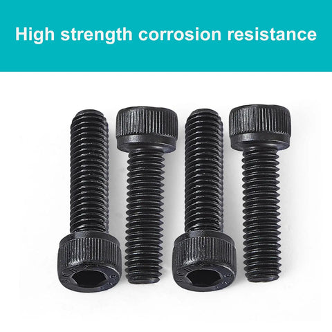 Heavy Duty M10 X 100Mm Hex Socket Head Cap Screws Bolts 12.9 Grade Alloy Steel Black Oxide Finish Full Thread Metric Allen Drive tough fasteners displayed from above.