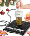 Heavy Duty Handheld Induction Sealer For Bottle Caps 20 To 100 Mm in use with glass bottle on electric induction base
