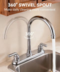 Heavy Duty All Metal RV Kitchen Faucet With Chrome Finish Zero Leak Drama Smooth Water Flow Anti Splash Handle Built Tough For Camper Rig And Road Trip with 360° swivel spout and smooth water flow.
