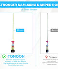 Comparison of 6mm thick TOMOON suspension rod vs 4mm rod for washers, focusing on strength and support features.