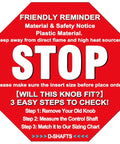 Warning label for 4 Pack Universal Stove Knobs Replacement With 12 Adapters Black Fits Oven Range Controls