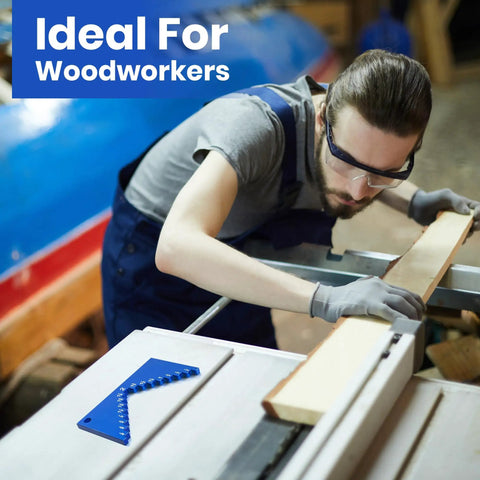 Woodworker using Aluminum Table Saw Height Gauge For Router Table, Pro Grade Woodworking Measuring Tool.