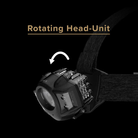 Hardworking Tactical LED Headlamp With Five LEDs 650 Lumen Spot And Flood Beam Plus Hardhat Mount rotating head unit.