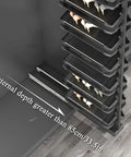 Slick Vertical Pull Out Shoe Rack Heavy Duty Metal Kickers Organizer with staggered tiers in a closet, showing sliding rails.
