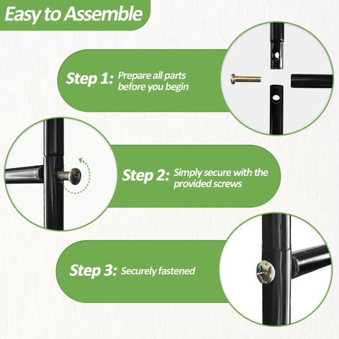 Assembly steps for Outdoor Garden Arch Trellis For Climbing Plants, Sturdy Metal Arbor With Rust Proof Coating, 94.5 Inch Tall.