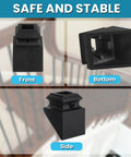 Front, bottom, and side view of Slant Shoe Baluster Mount with Set Screw for 1/2 in square balusters, satin black aluminum.