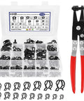 152 Piece Spring Band Hose Clamp Kit with Pliers 16 Sizes from 6 to 25 mm for Automotive Fuel Line and Silicone Hoses
