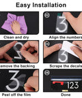 Step-by-step installation of 2 Inch Reflective Mailbox Numbers For Outside 5 Sets Self Adhesive Vinyl House Numbers Pre Cut With Sticky Tabs