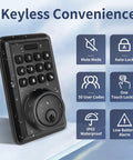 Keyless Entry Door Lock And Handleset In Matte Black With Electronic Keypad Deadbolt Front Door Lock Set With Reversible Handles