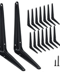 16 Pack Heavy Duty Metal Floating Shelf Brackets 6x8 Inch Black L Shaped Shelf Supports with screws