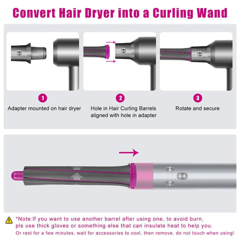 1.2 Inch 30mm Long Hair Curling Iron Barrels For Airwrap HS01 HS05 Attachment Parts Adapter For Hair Dryer To Airwrap Styler