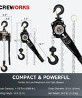 Lever Chain Hoist One And One Half Ton Capacity 3300 Lb Manual Chain Hoist With Ten Ft Lift G80 Galvanized