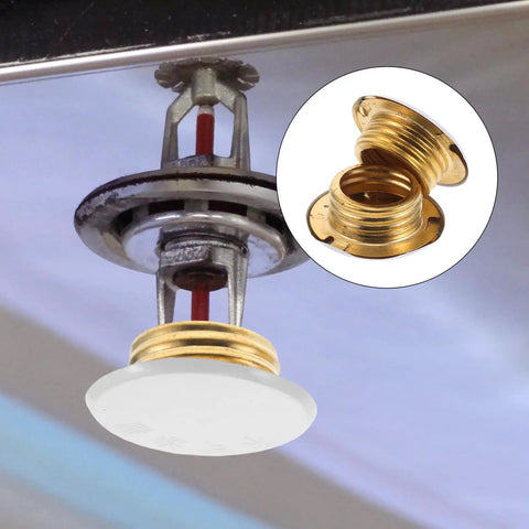 2 Pack Fire Sprinkler Cover Plates Flush Ceiling Finish No Fuss Snap Install Winter Guard with detailed view of gold threaded base