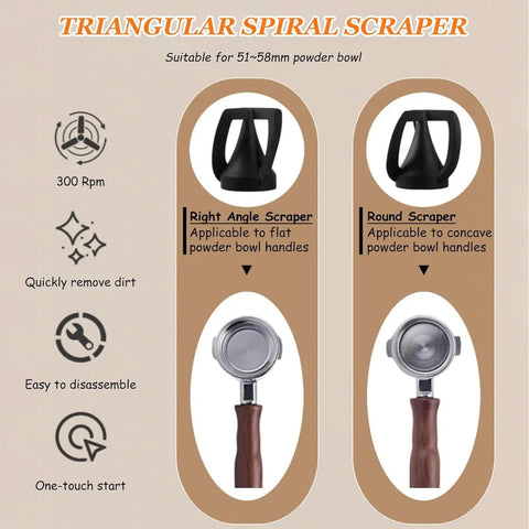 Electric Espresso Knock Box With Automatic Portafilter Cleaner And Coffee Grounds Disposal Station for easy dirt removal using scrapers.