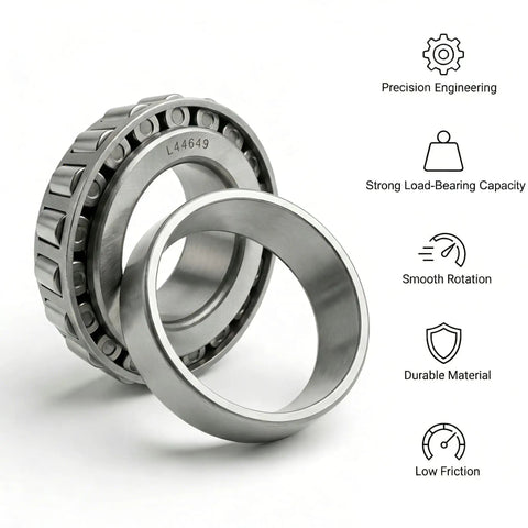 Beefed Up Heavy Duty Tapered Roller Bearing Cone And Cup Two Sets L44649 L44610 For Wheel Hub 1.0625 Inch Bore 1.98 Inch OD 0.56 Inch Thick Chrome Steel High Load Wheel Bearing Kit, L44649 cone and cup