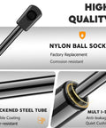 Close-up of Hood Lift Supports Set of 2 Heavy Duty Gas Spring Struts features, including nylon ball socket and steel tube.