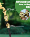 Garden Hose Repair Kit With Solid Brass Quick Connect Fittings 3/4 Inch GHT Female Faucet Adapter Flexible Hose Connectors
