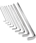 High Grade Chrome Vanadium Metric Hex Key Set Wrench Tool Kit With Case Sizes 1.5mm To 10.0mm, 9-piece silver Allen keys