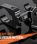 Close-up of aluminum UTV whip mount with double clamps for 1.5 to 2 inch roll cages, featuring durable rust-proof design.