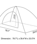 Illustration of Camouflage Solo Camping Tent for Hiking Lightweight One Person Tent with dimensions 78.7x39.4x33.5 inches.