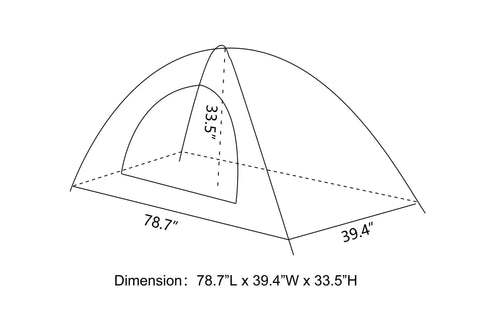 Illustration of Camouflage Solo Camping Tent for Hiking Lightweight One Person Tent with dimensions 78.7x39.4x33.5 inches.