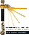 Beefy Heavy Duty Folding Handle Load Binder Set Five Sixteenths To Three Eighths Inch Ratchet Chain Binders with adjustable handle.