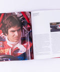 Open book showing a page from Rivals Of The Track F1s Greatest Duels Volume 4 Inside The Fast Lane Of Formula One Rivalries With Dope Photos