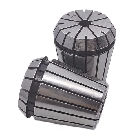 Quarter Inch Spring Collet Set For CNC Engraving Machines And Milling Lathe Tools, Two Pack, ER32 Compatible, front and side view