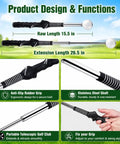 Pop Feedback Retractable Golf Swing Trainer With Click Timing Feedback And Tempo Stick with rubber grip and steel shaft