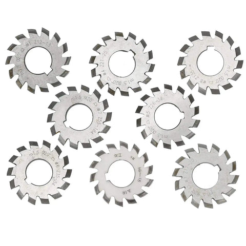 Pro Grade High Speed Steel Gear Cutter Set For Gear Milling 20 Degree Cutting Tool For Machine Shops 8 Pieces Industrial Quality Gear Milling Bits