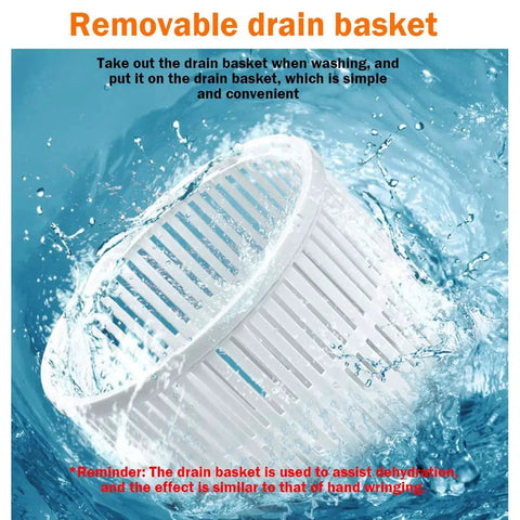 Compact Portable Mini Washing Machine That Is A Total Game Changer, Lightweight drain basket in water for easy dehydration.