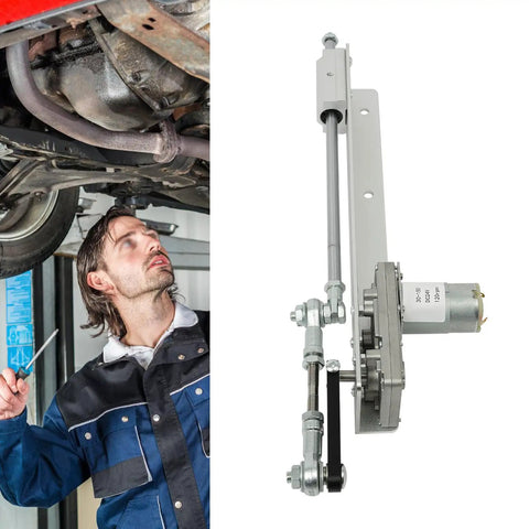 Tough As Nails 24V Adjustable Speed Reciprocating Linear Actuator with detailed components and use in automotive settings.