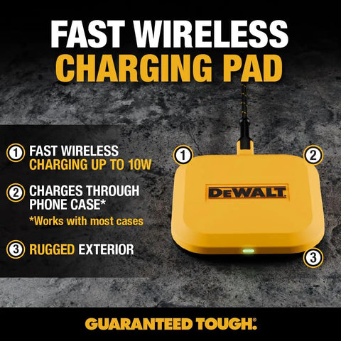 10W Max Fast Wireless Charger Pad For iPhone And Samsung Galaxy AirPods with yellow design and rugged exterior