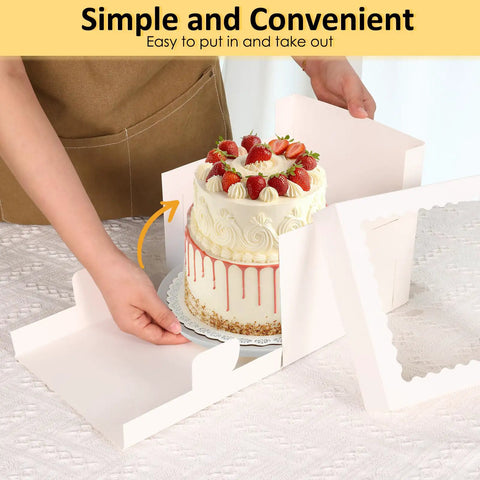5 Pack 8 Inch Cake Boxes Built Tough With Heavy Duty Cardboard And Big Clear Window Bakery Containers For Grab And Go Treats Cake Carriers And Darn Good Dessert Packaging Gear