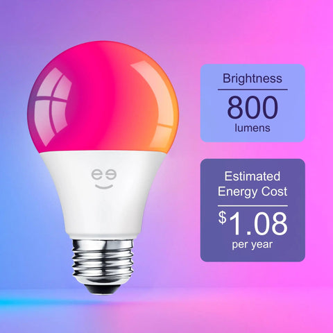 Prisma Smart Light Bulbs 2-Pack Color Changing RGBW LED A19 800 Lumens Dimmable 60W Equivalent Soft White To Cool White 2700K