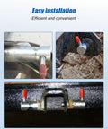 Badass 5/8 Inch Spring Loaded Twist Lock Plunger Pins 2 Pack For Tow Truck Stabilizer shown in three installation angles on rig.