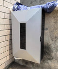 Hella Tough Outdoor EV Charger Enclosure Waterproof Keypad Lock Galvanized Steel Pedestal Dock mounted on a wall.