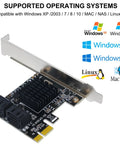Four Port PCIe SATA Expansion Card With 6Gbps SATA 3.0 Controllers, Includes Four Cables And Low Profile Bracket, Bootable Non RAID Desktop PC Disk Drive Controller, Easy Install And High Speed Storage Upgrade, silver bracket