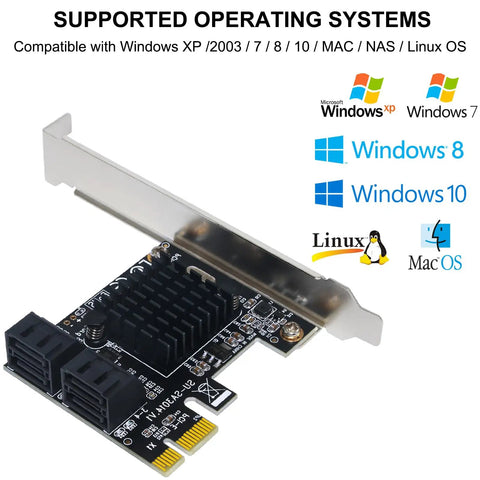 Four Port PCIe SATA Expansion Card With 6Gbps SATA 3.0 Controllers, Includes Four Cables And Low Profile Bracket, Bootable Non RAID Desktop PC Disk Drive Controller, Easy Install And High Speed Storage Upgrade, silver bracket