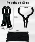 Big Party Balloon Arch Clips Set With 50 Premium Long Clear Latex Balloons To Make Your Birthday Or Wedding Look Totally Awesome And Professional Without Breaking The Bank For Any Home Decor Shindig. product size view: black ABS clips 1.96in, 3.54in, 12in