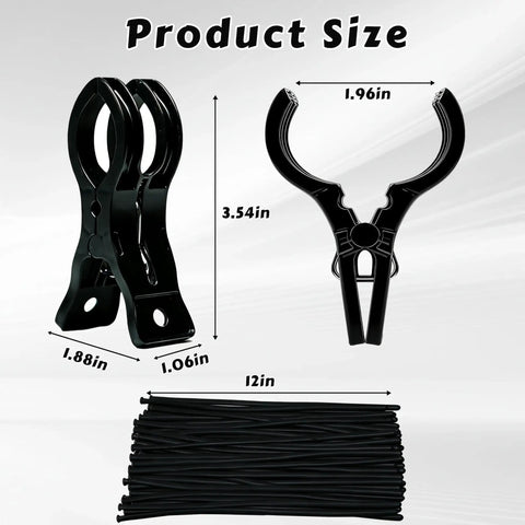 Big Party Balloon Arch Clips Set With 50 Premium Long Clear Latex Balloons To Make Your Birthday Or Wedding Look Totally Awesome And Professional Without Breaking The Bank For Any Home Decor Shindig. product size view: black ABS clips 1.96in, 3.54in, 12in